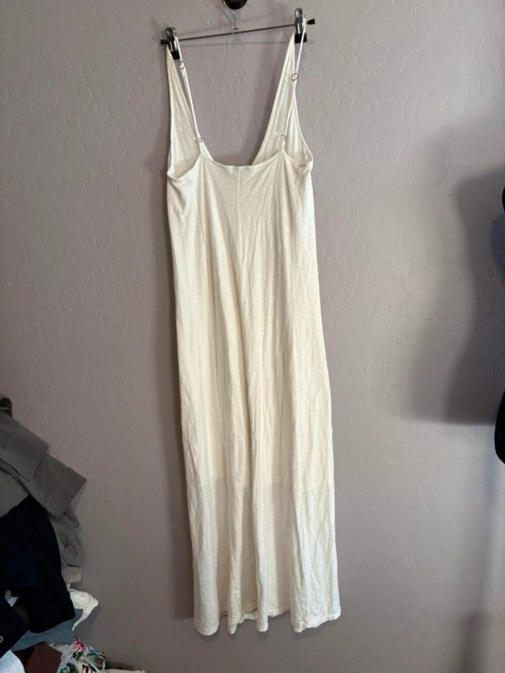 james perse womans maxi dress spaghetti strap v-neck ribbed white sz 1